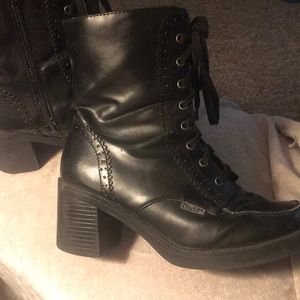 Mud lace up/zipper platform boots
